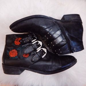 Misguided Patch and Studded Embroidered Booties